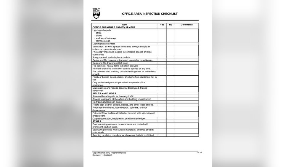 Office Equipment Maintenance Checklist